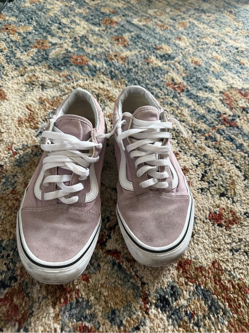 Vans Women's Low-Top Sneakers in Dusty Rose and White